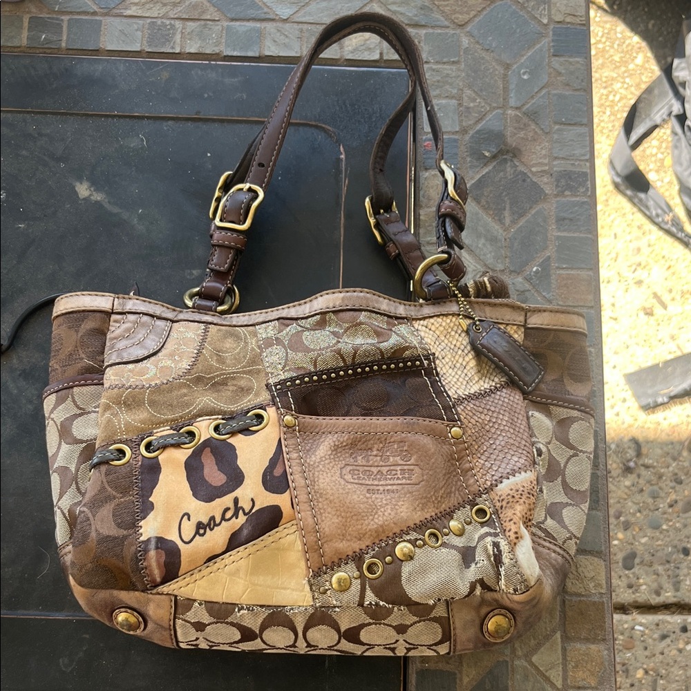 Coach 12902 Multicolor Patchwork Shoulder Bag